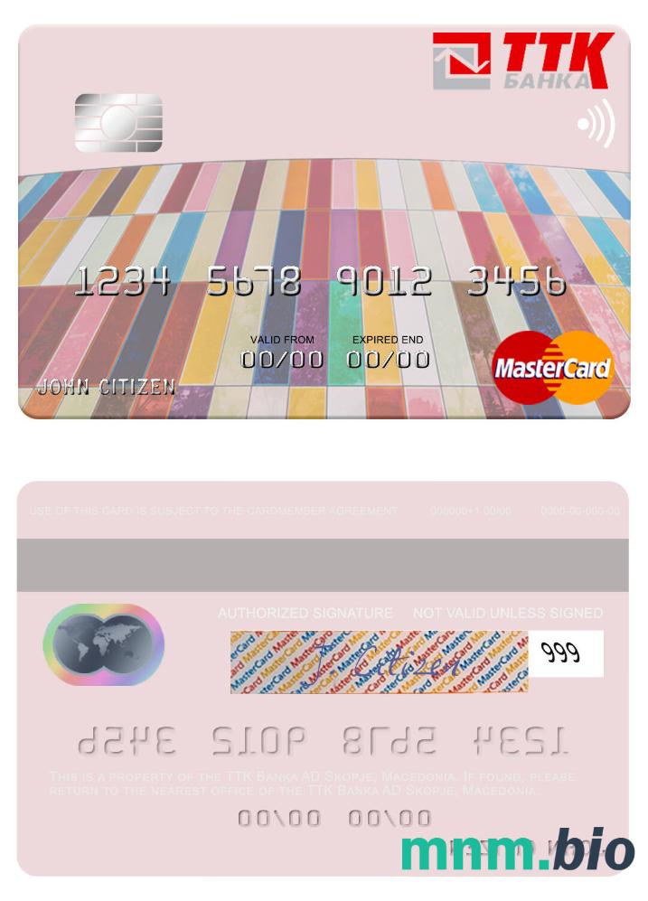 Macedonia TTK Banka AD Skopje przykład karty mastercard w formacie PSD